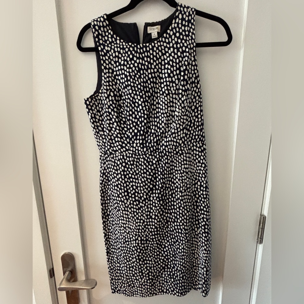 J. Crew Black and White Polka Dot Midi Dress
